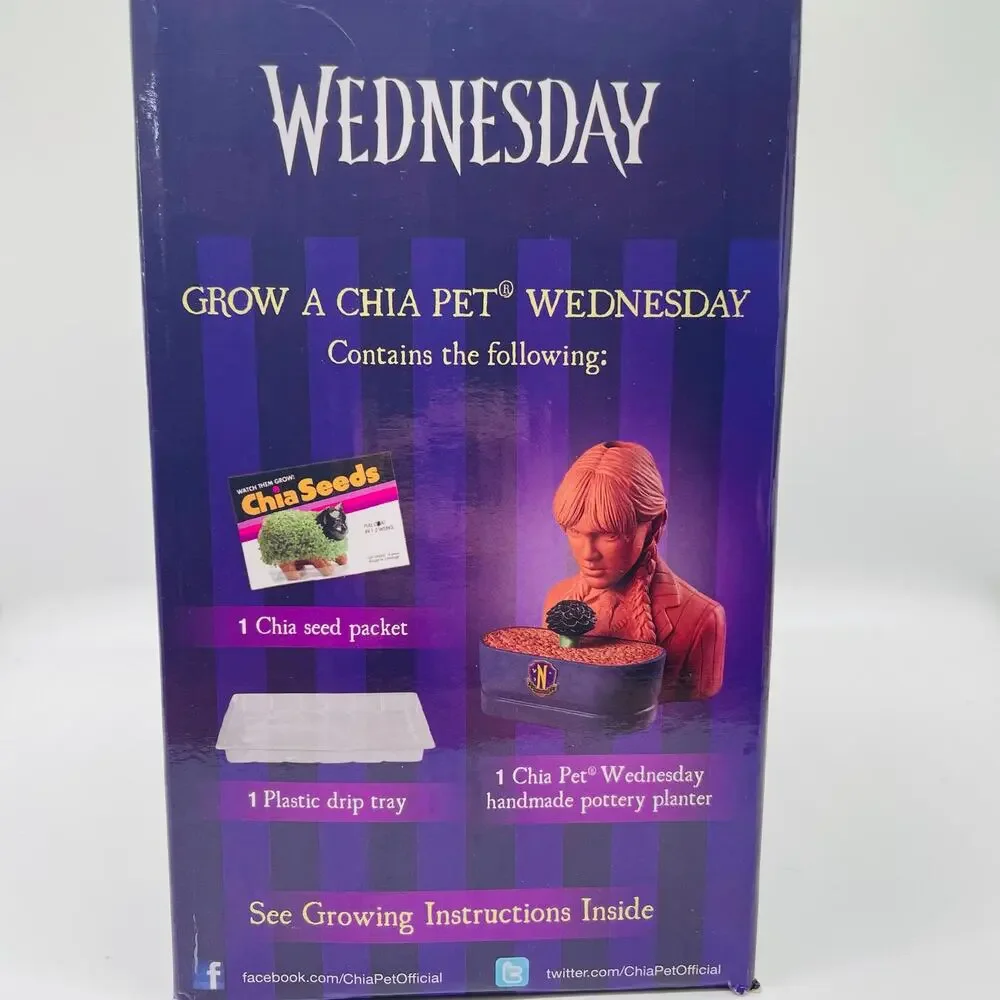 Chia Pet Wednesday Decorative Pottery Planter Addam’s Family NIB